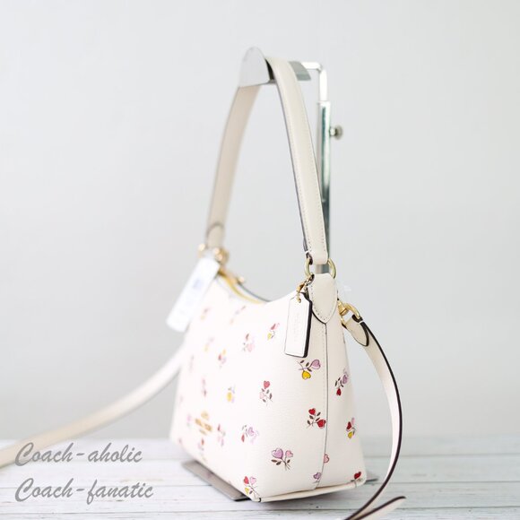 NWT Coach CW392 Zip Top Shoulder Bag With Heart Print Gold/Chalk Multi - Picture 6 of 13